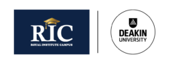 Official logos of the Royal Institute Campus and Deakin University, representing their long-standing academic partnership.